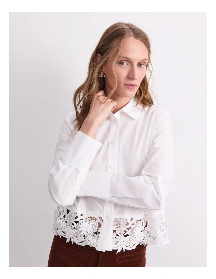 Gracie Lace Shirt in White image 4