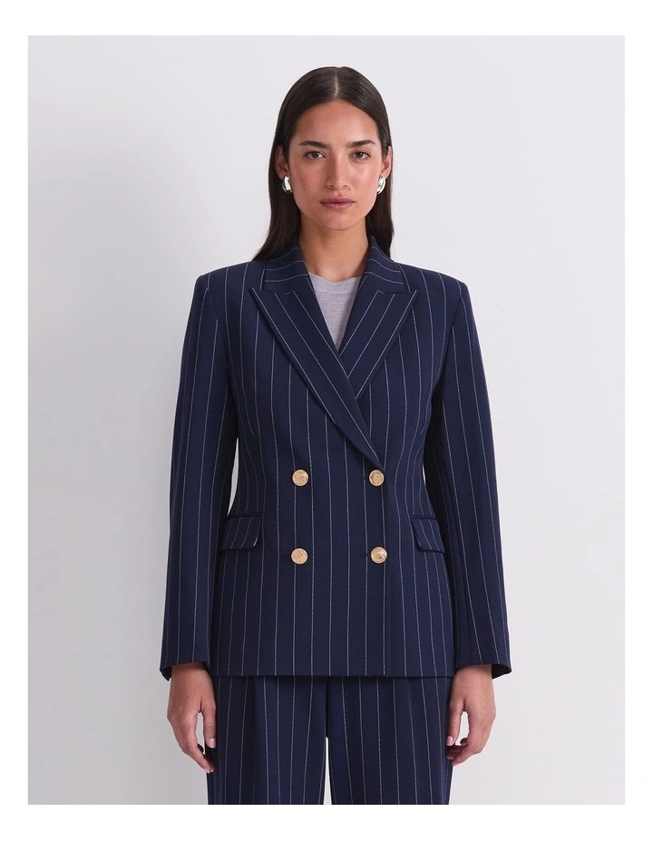 Mya Pinstripe Blazer in Blue image 1