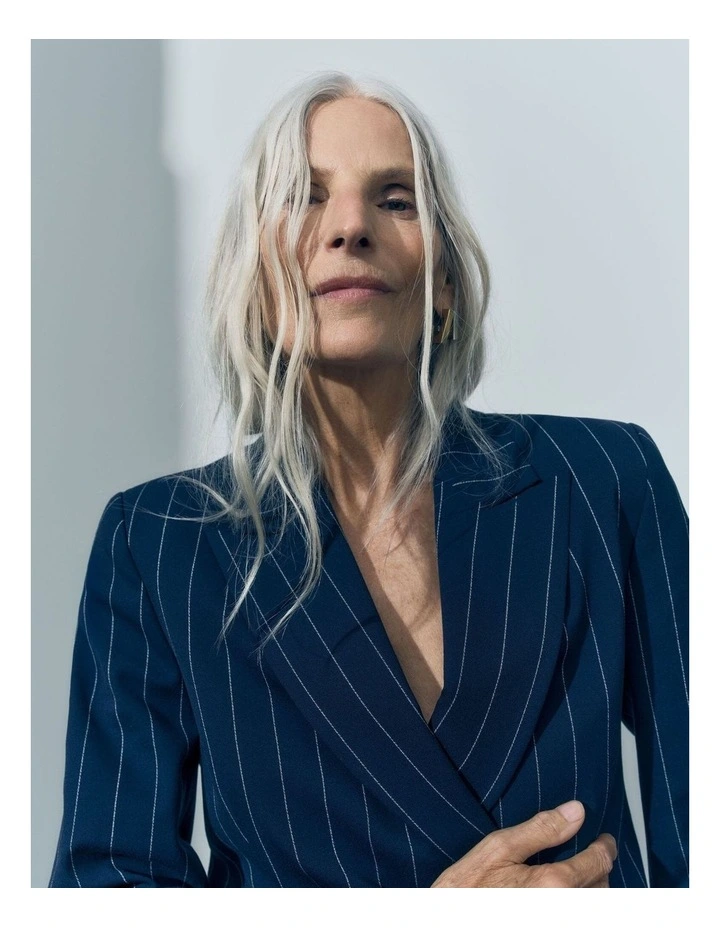 Mya Pinstripe Blazer in Blue image 3