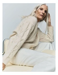 Sunshine Cable Bomber in Cream