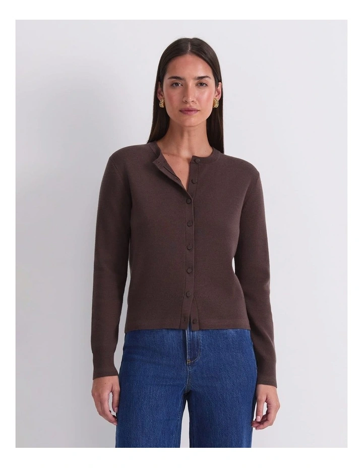 Francis Merino Cardigan in Brown image 1
