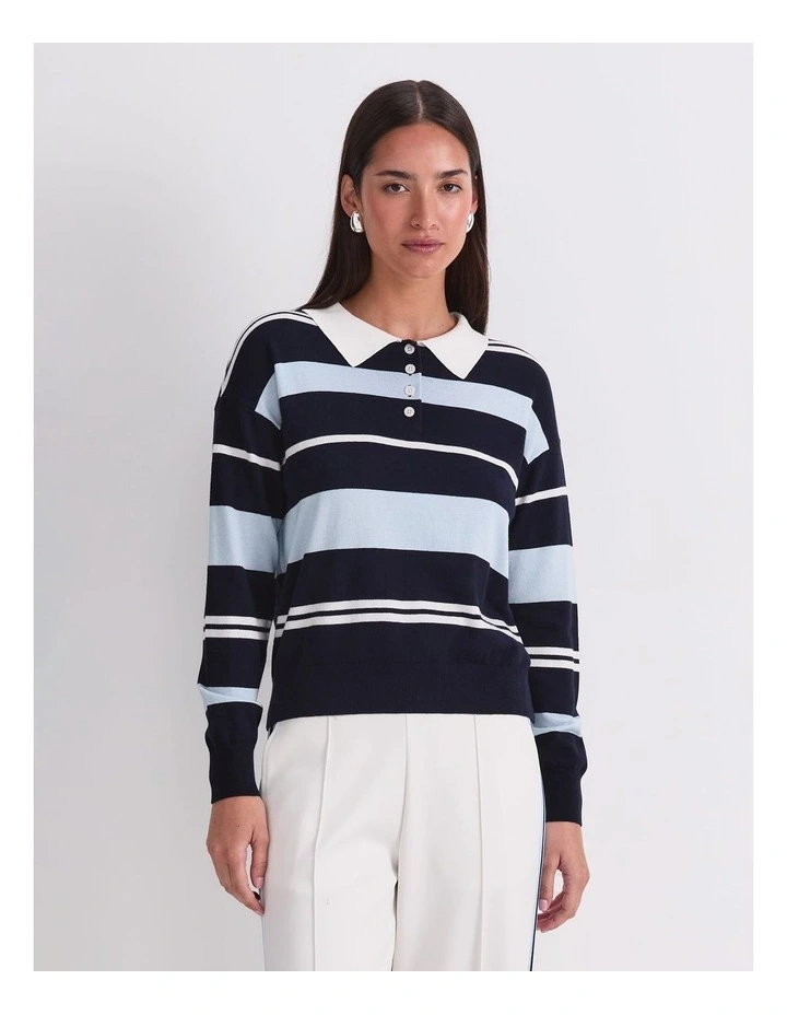 Alphine Oversized Polo Knit in Multi image 1