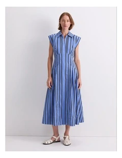 Jade Stripe Dress in Blue