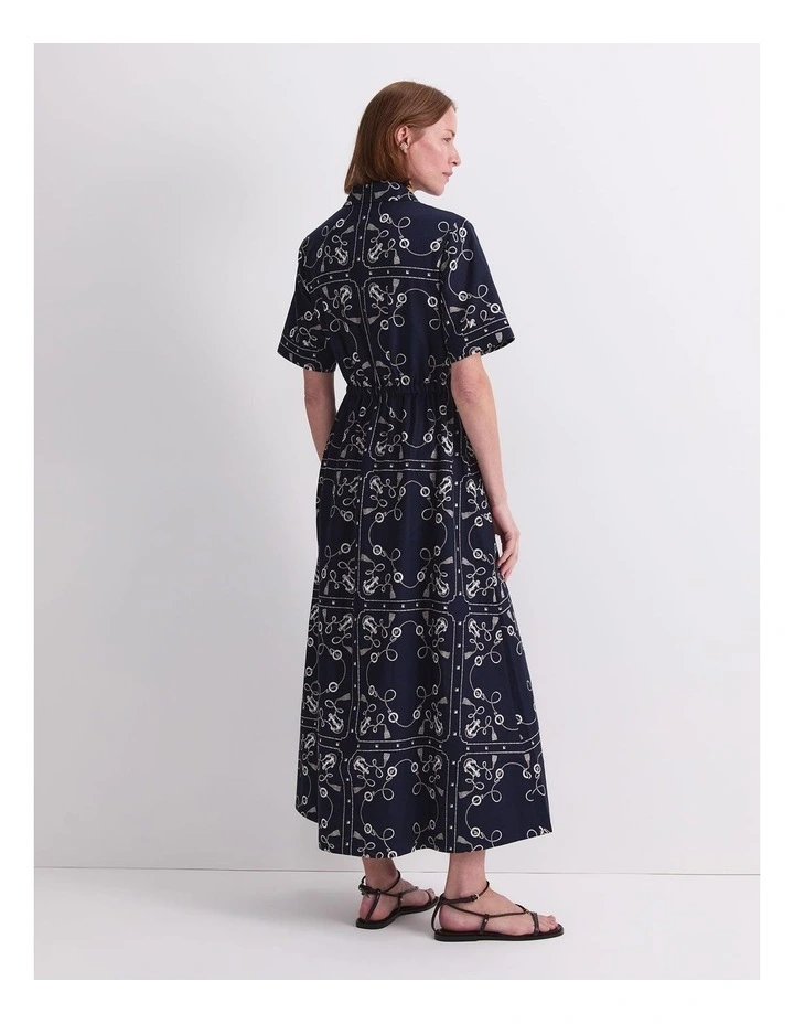 Sardinia Print Shirt Dress in Navy/Ivory image 2