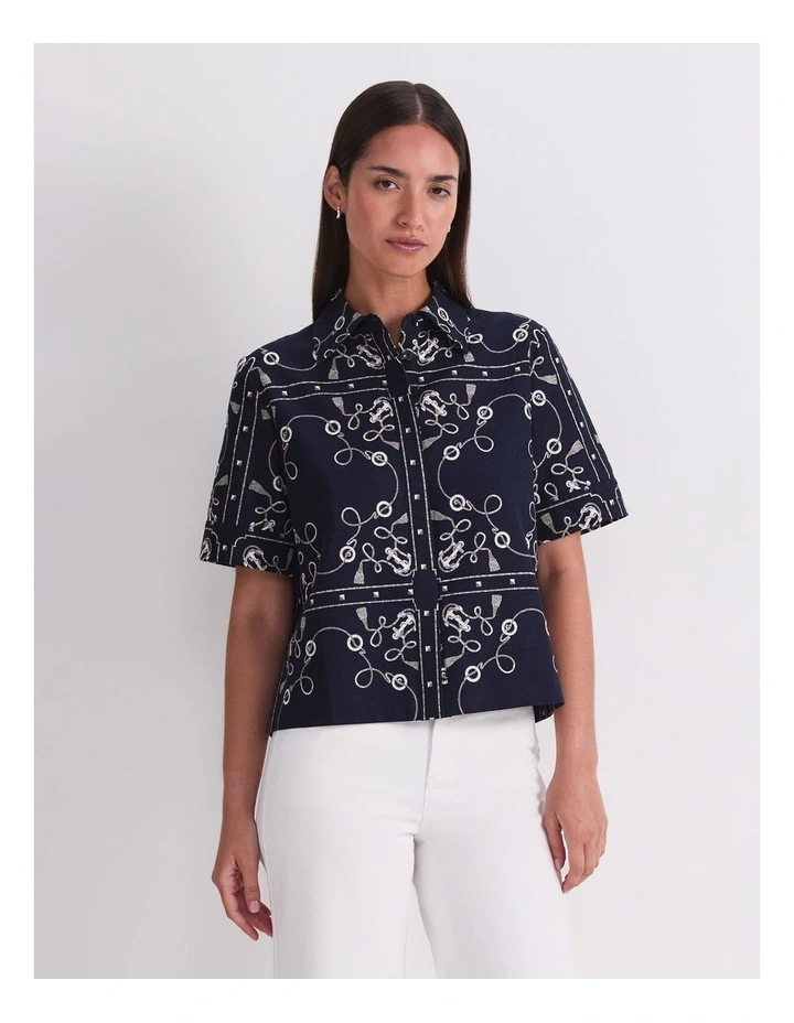 Sardinia Print Blouse in Blue image 1