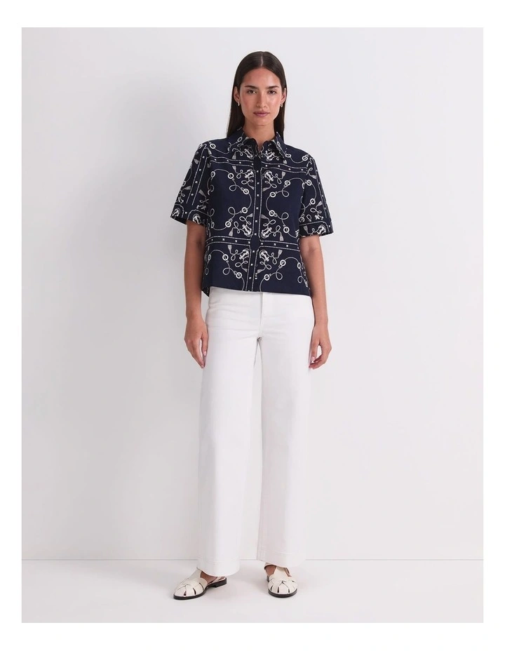 Sardinia Print Blouse in Blue image 4