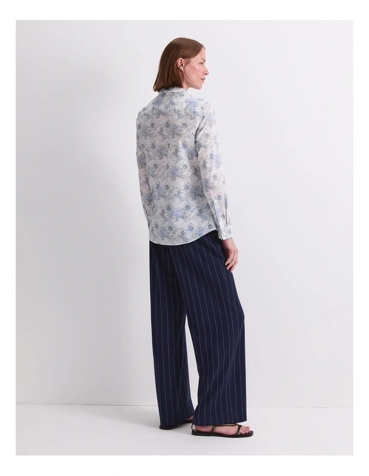 World Liberty Long Sleeve Shirt in White/Navy image 2