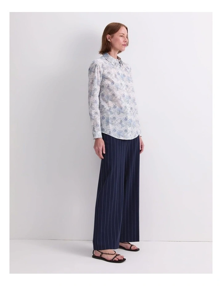 World Liberty Long Sleeve Shirt in White/Navy image 3