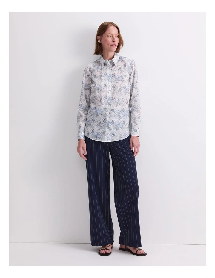 World Liberty Long Sleeve Shirt in White/Navy image 4