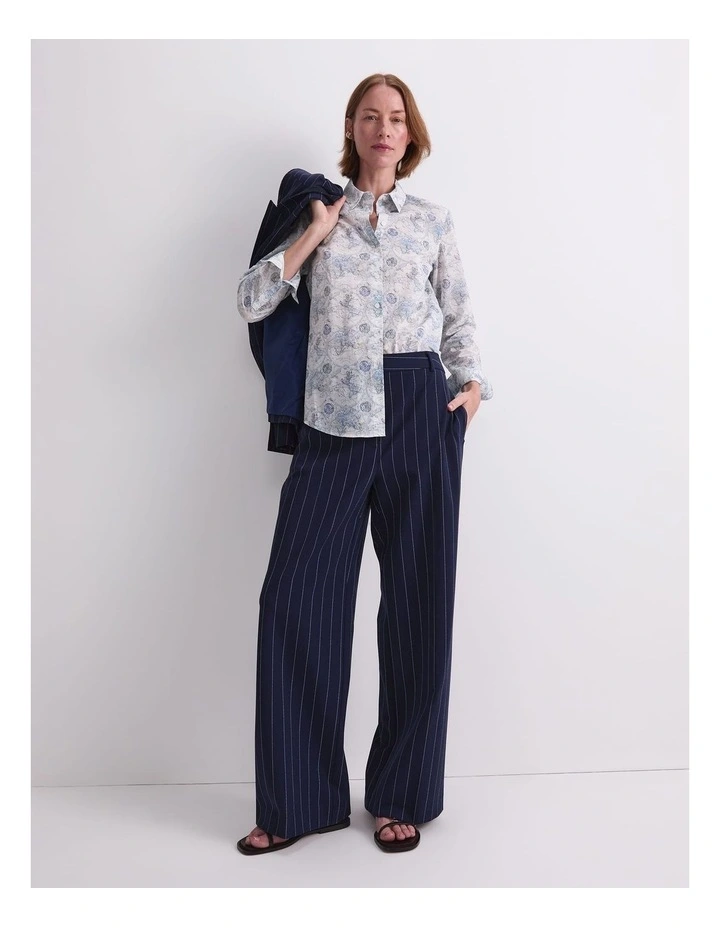 World Liberty Long Sleeve Shirt in White/Navy image 5