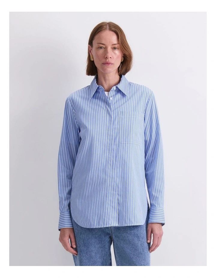 Priscilla Stripe Shirt in Blue/White image 1