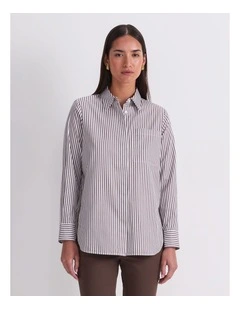 Priscilla Stripe Shirt in Choc/White