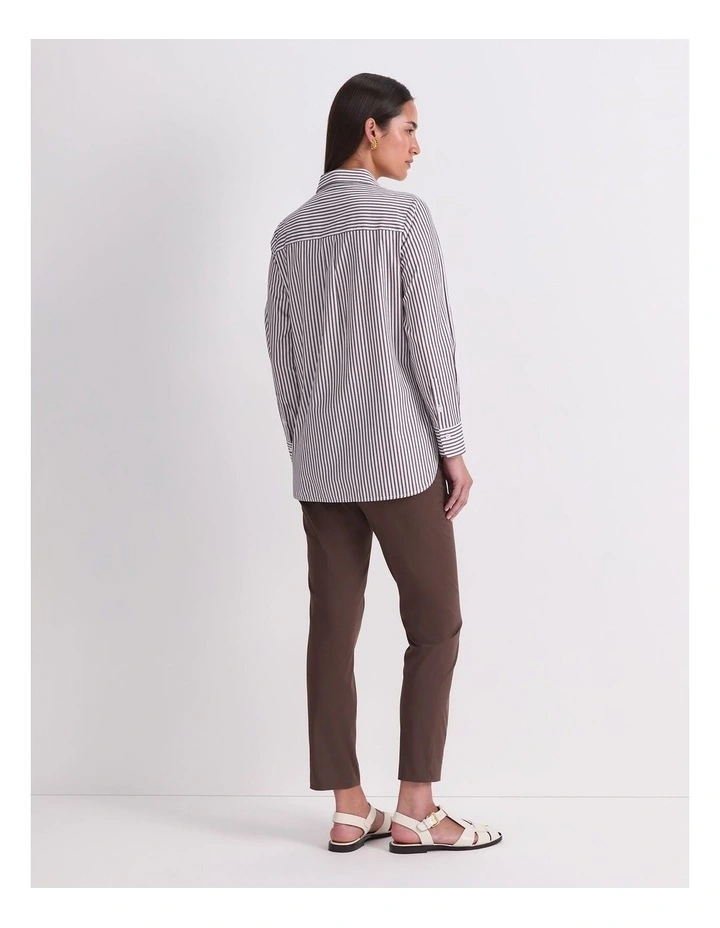 Priscilla Stripe Shirt in Choc/White image 2