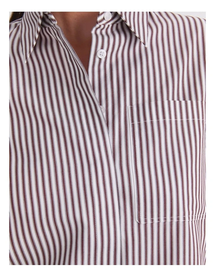 Priscilla Stripe Shirt in Choc/White image 7