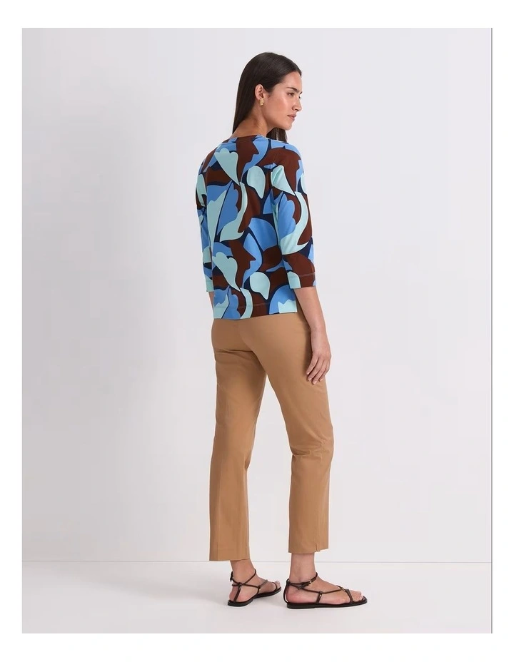 Geometric 3/4 Mercerised Tee in Multi image 2