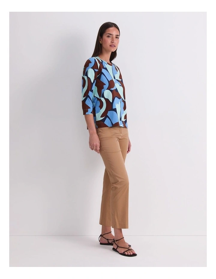Geometric 3/4 Mercerised Tee in Multi image 3