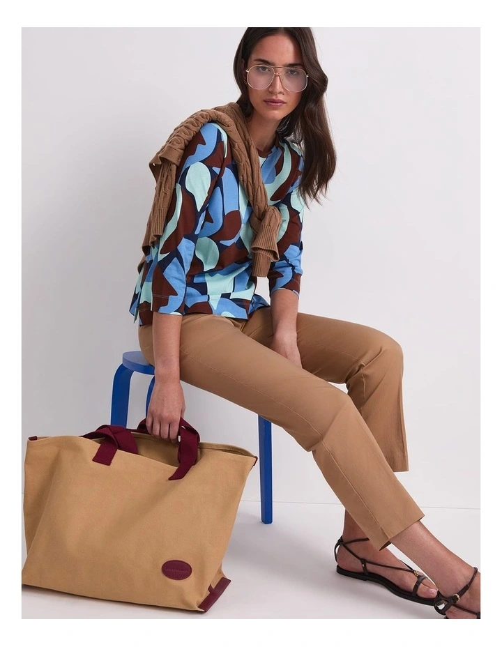 Geometric 3/4 Mercerised Tee in Multi image 5