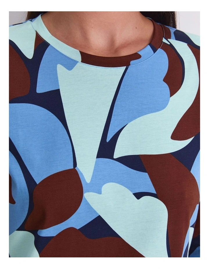 Geometric 3/4 Mercerised Tee in Multi image 6