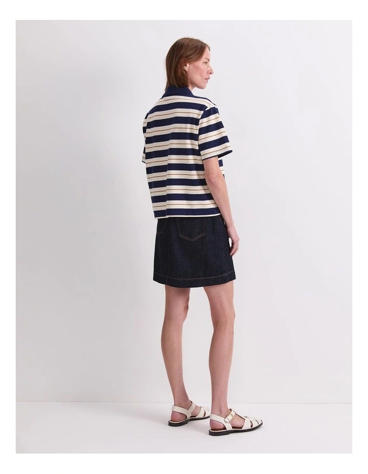 Anahit Stripe Polo T-shirt in Camel image 2