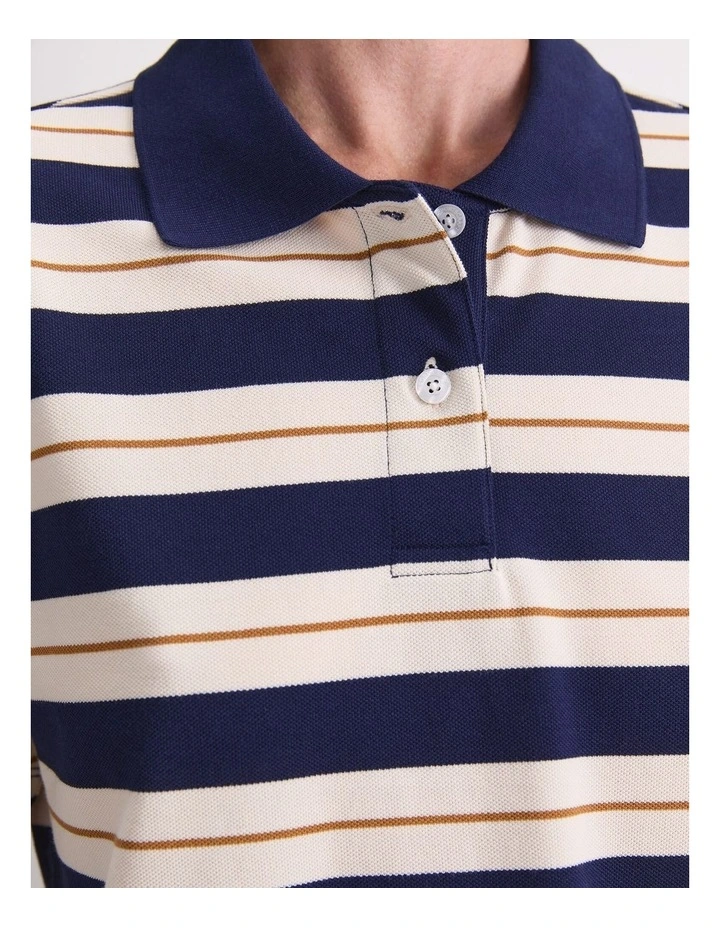 Anahit Stripe Polo T-shirt in Camel image 5