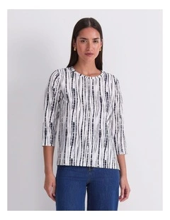 Painted Stripe Half Sleeve Tee in Multi