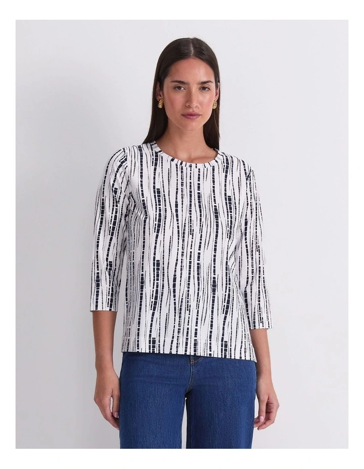 Painted Stripe Half Sleeve Tee in Multi image 1