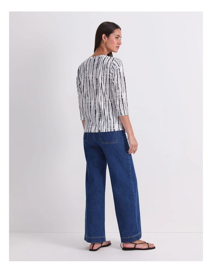 Painted Stripe Half Sleeve Tee in Multi image 2