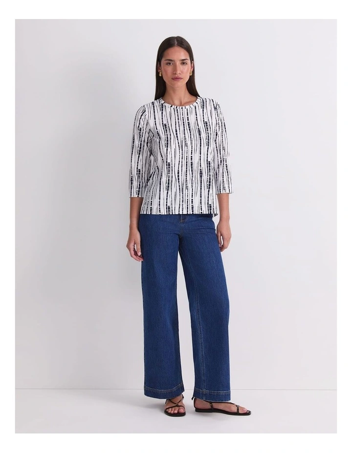 Painted Stripe Half Sleeve Tee in Multi image 3