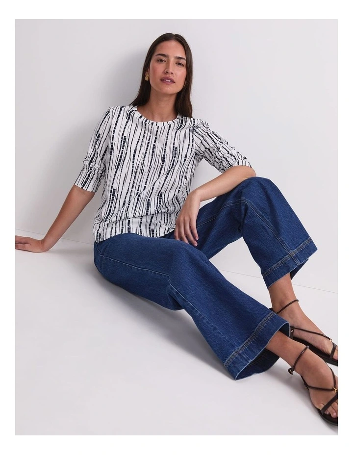 Painted Stripe Half Sleeve Tee in Multi image 4