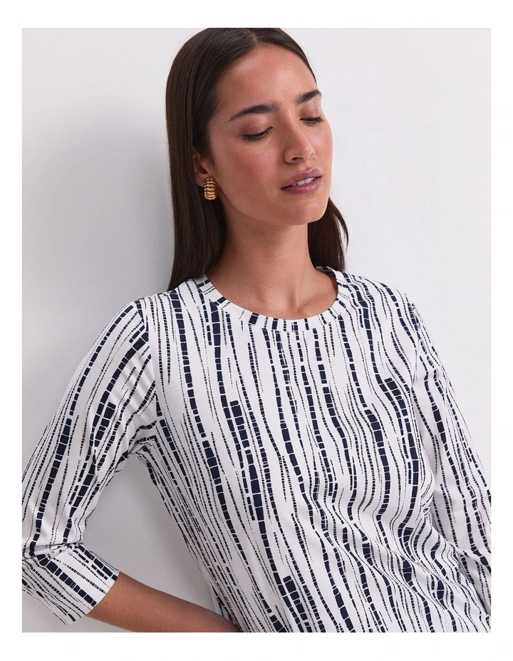 Painted Stripe Half Sleeve Tee in Multi image 5