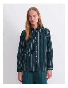Long Sleeve Shirt in Jade Stripe