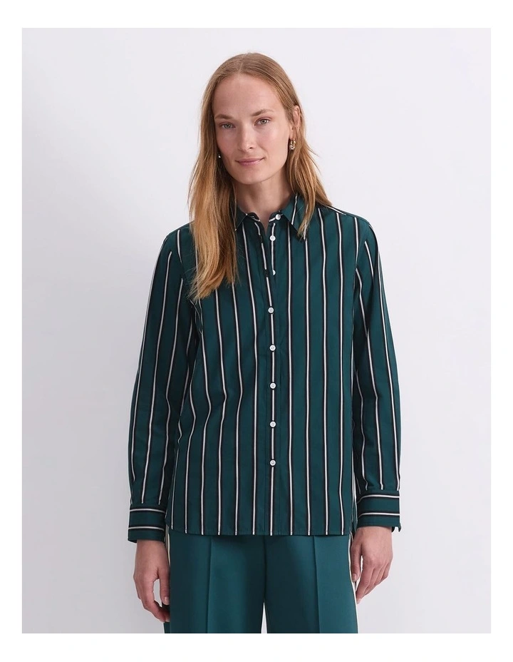 Long Sleeve Shirt in Jade Stripe image 1