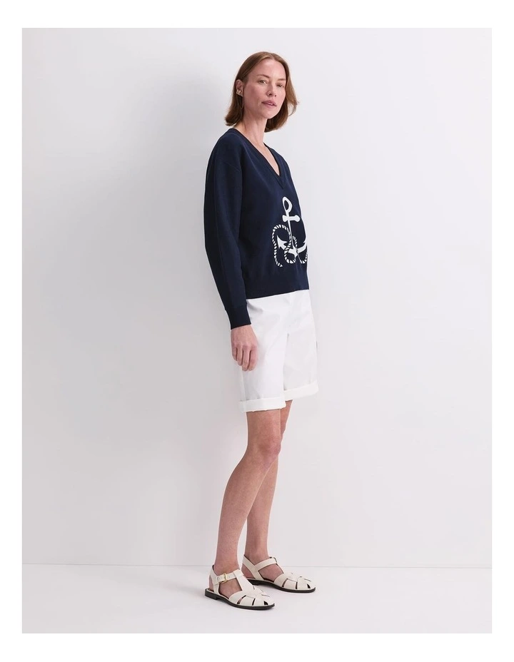 Anchor Jacquard Sweater in Blue image 3