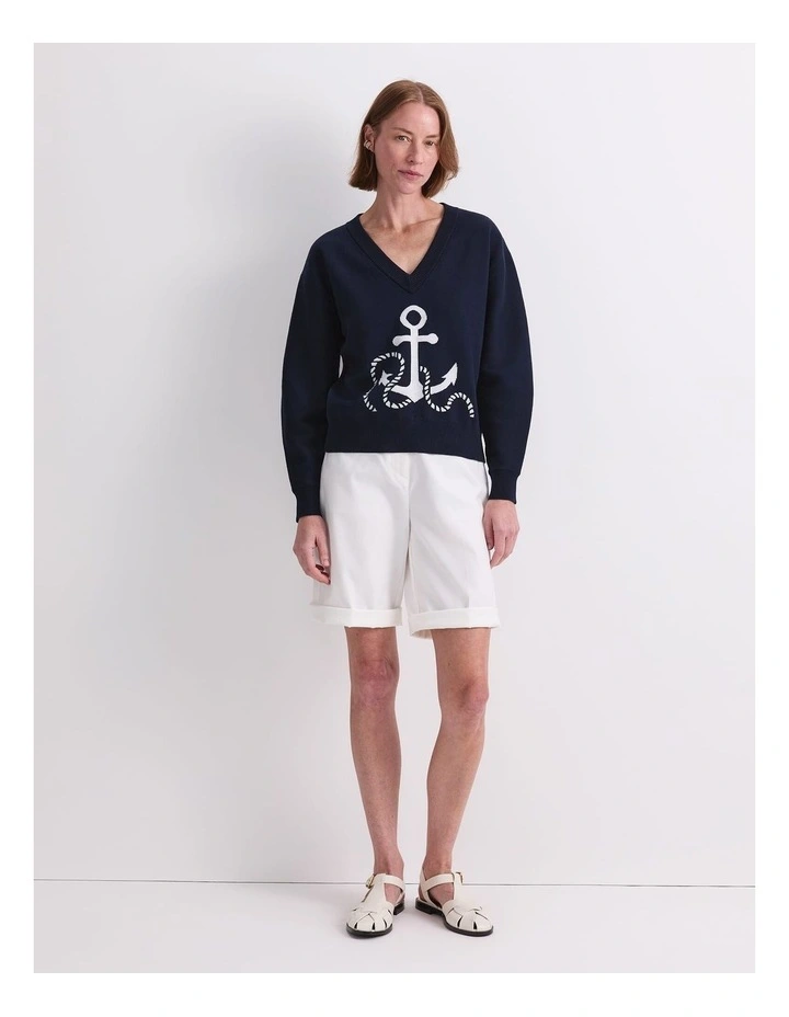Anchor Jacquard Sweater in Blue image 4