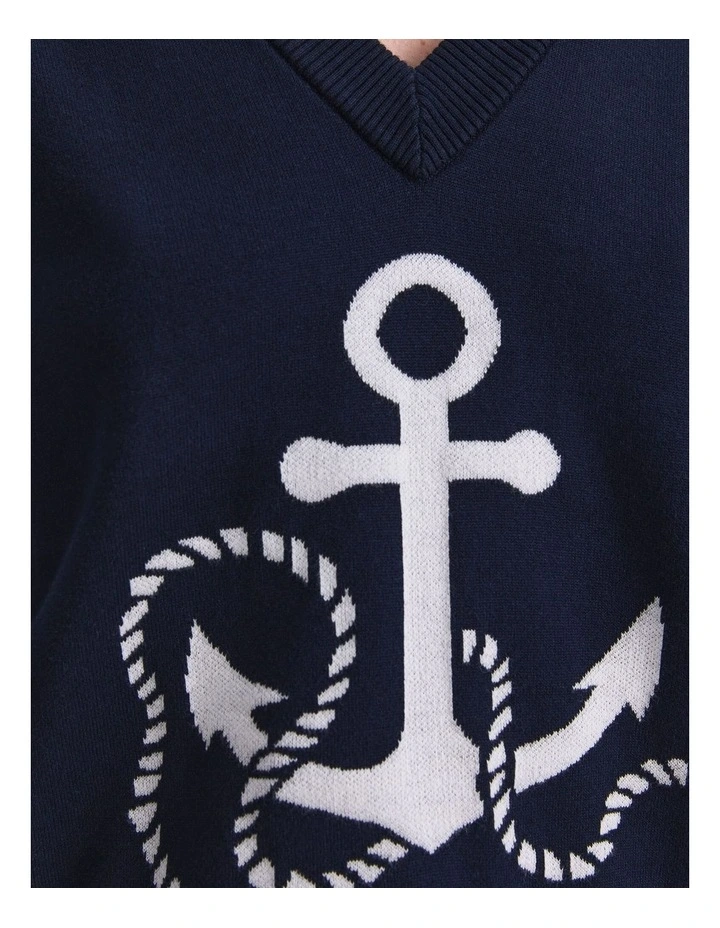 Anchor Jacquard Sweater in Blue image 7