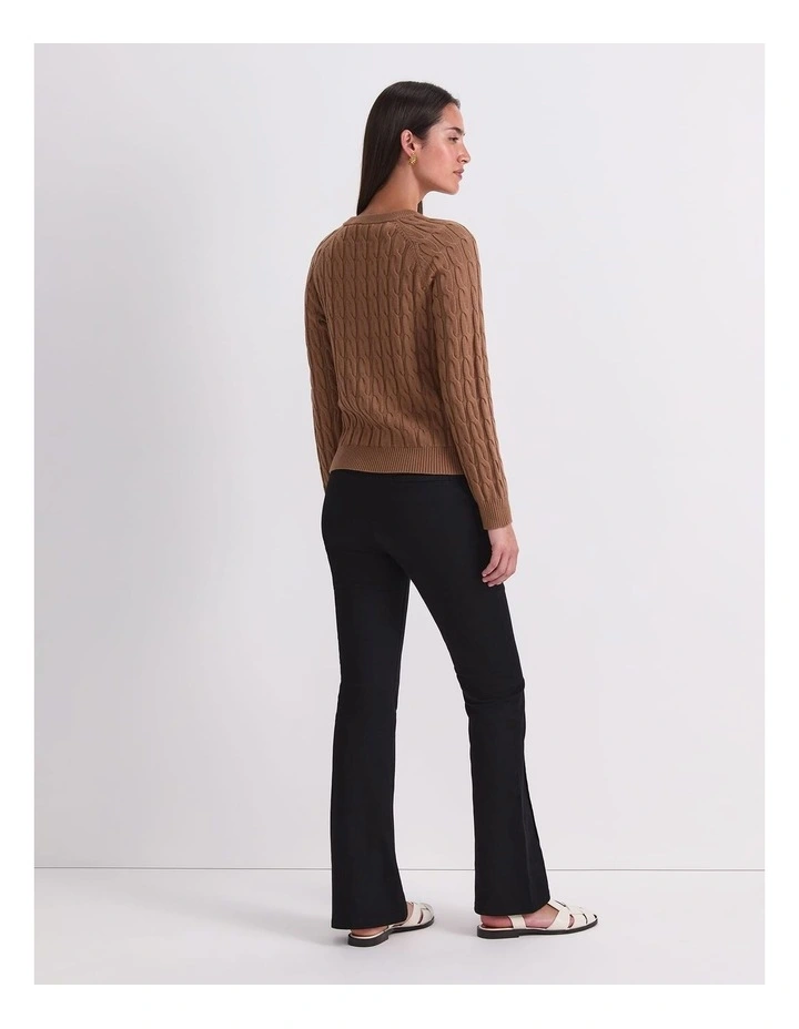 Merino Cable Cardigan in Camel image 2