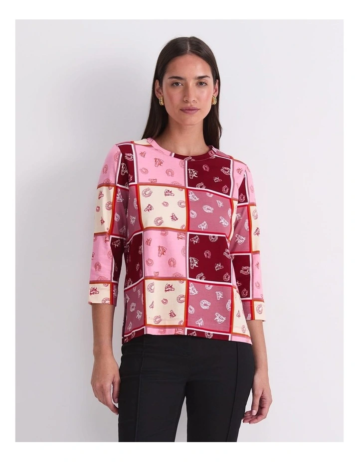 Horse Print Mercerized Tee in Multi image 1