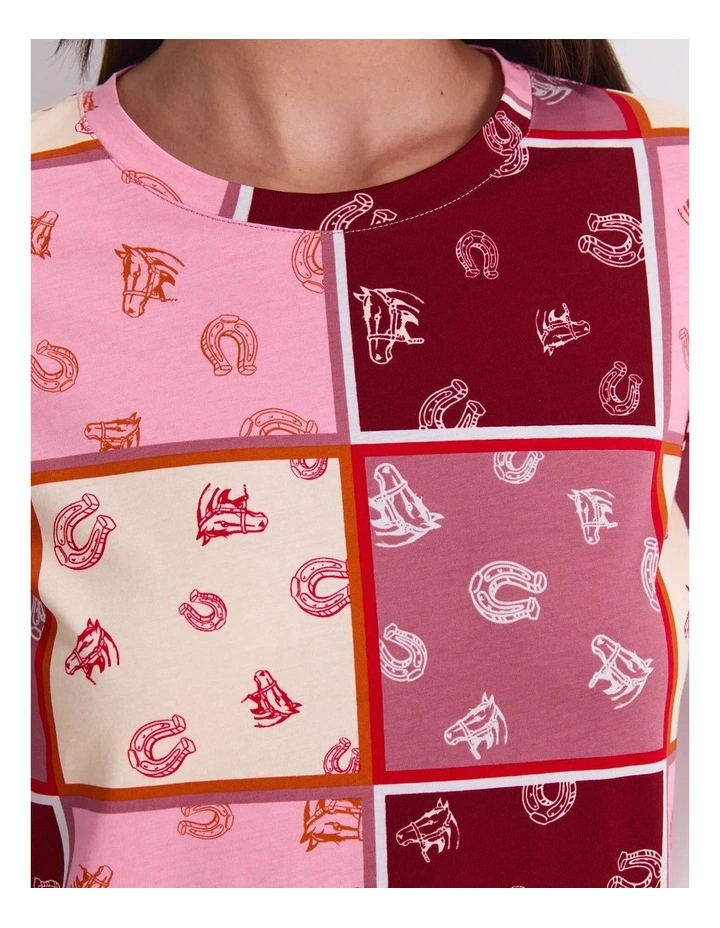 Horse Print Mercerized Tee in Multi image 6