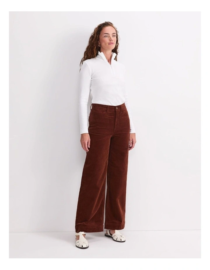 Cleo Cord Wide Leg Jean in Brown image 3