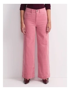 Cleo Cord Wide Leg Jean in Pink