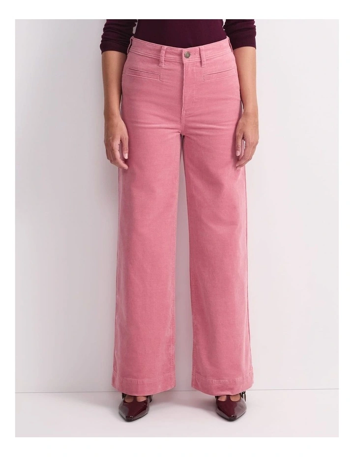 Cleo Cord Wide Leg Jean in Pink image 1