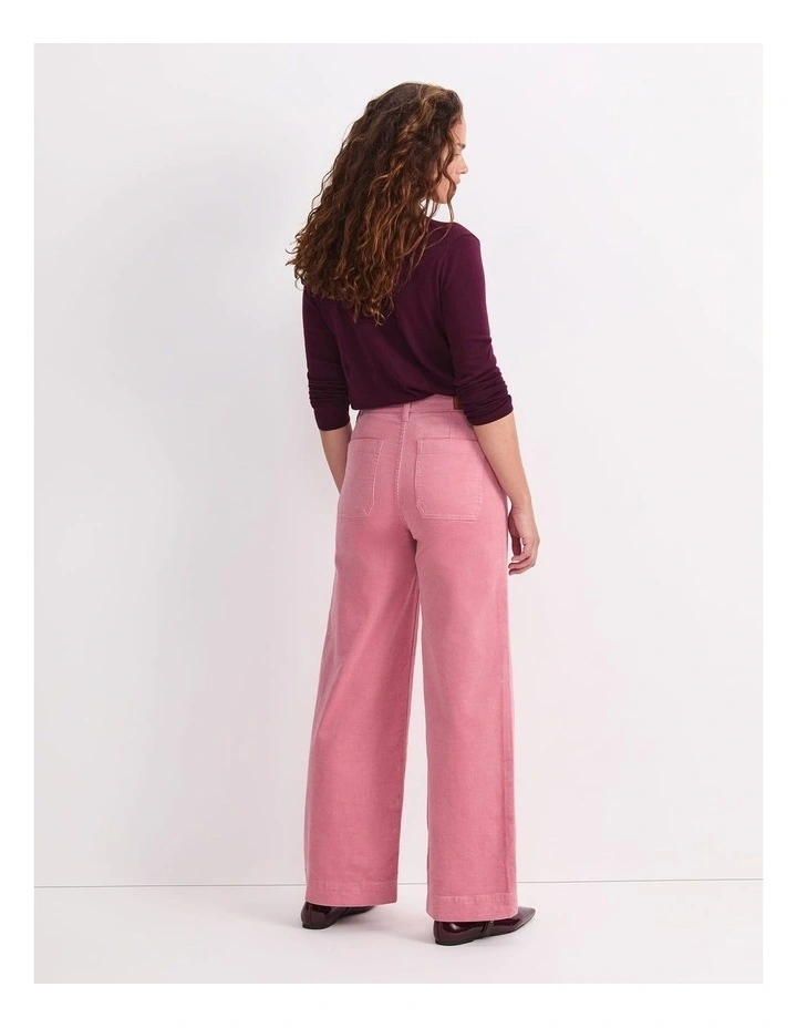 Cleo Cord Wide Leg Jean in Pink image 2
