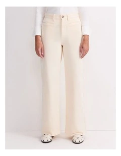 Cleo Cord Wide Leg Jean in Cream