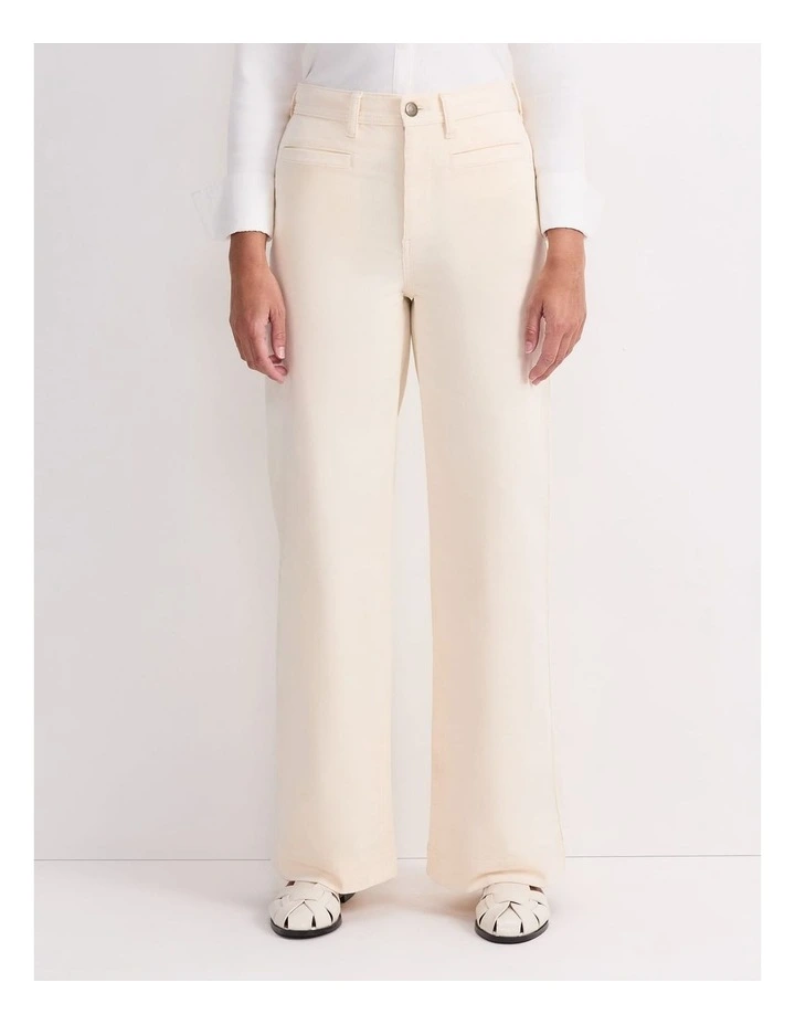Cleo Cord Wide Leg Jean in Cream image 1