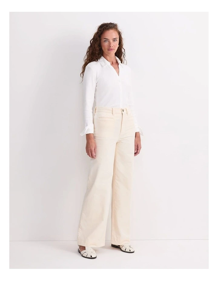 Cleo Cord Wide Leg Jean in Cream image 3