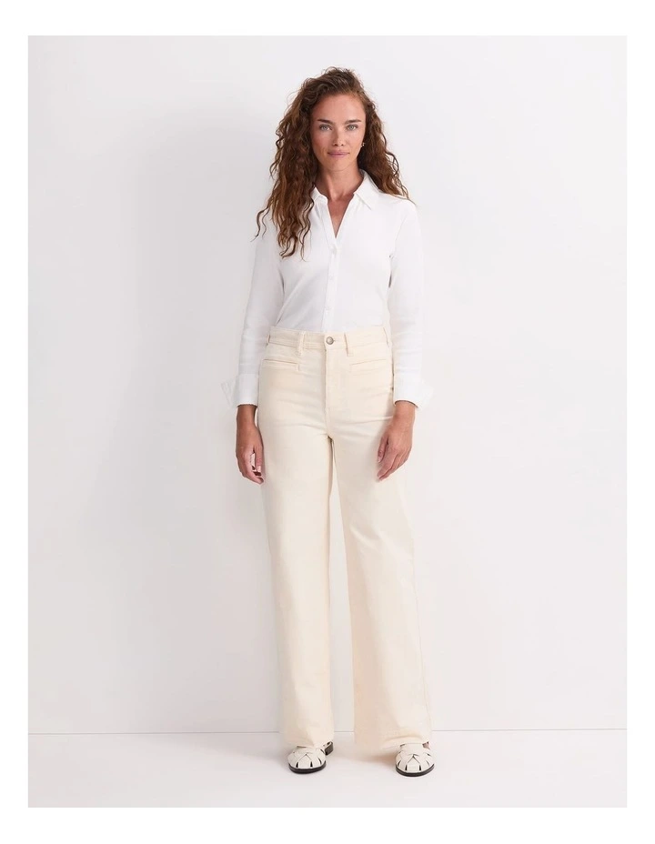 Cleo Cord Wide Leg Jean in Cream image 4
