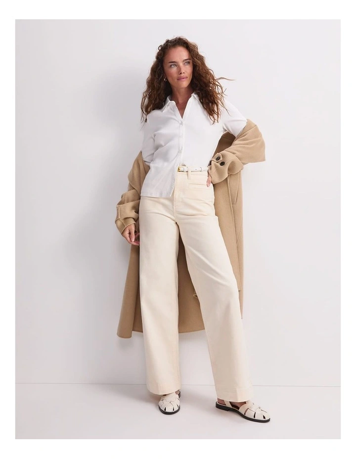 Cleo Cord Wide Leg Jean in Cream image 5