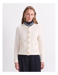 Joyce Merino Wool Cardigan in Cream