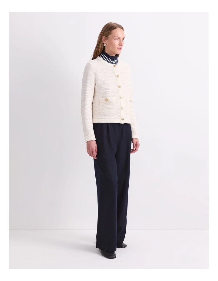 Joyce Merino Wool Cardigan in Cream image 3