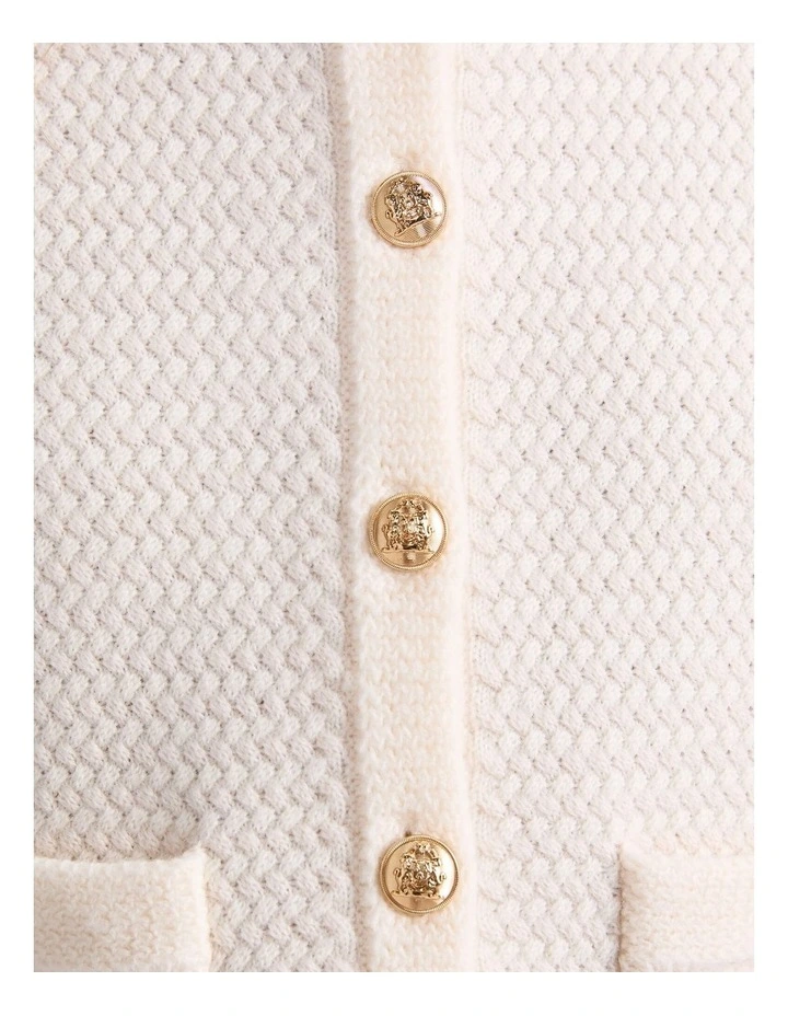 Joyce Merino Wool Cardigan in Cream image 6